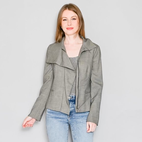 641. MAX MARA Virgin Wool Moto Blazer Jacket Sz 8 - Picture 7 of 7